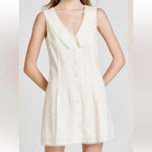 Wayf Cream Lace-Trimmed Peter Pan Collared mini dress